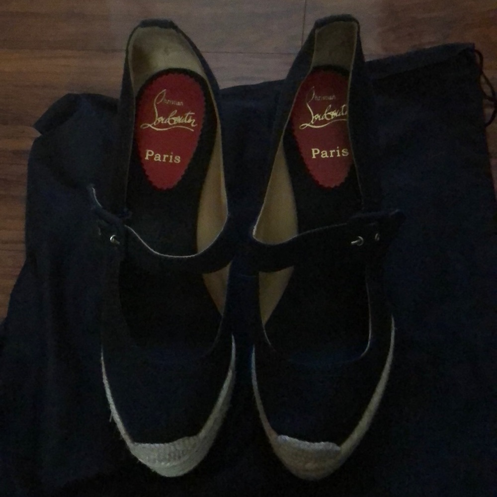 Christian Louboutin Black Denim Espadrilles